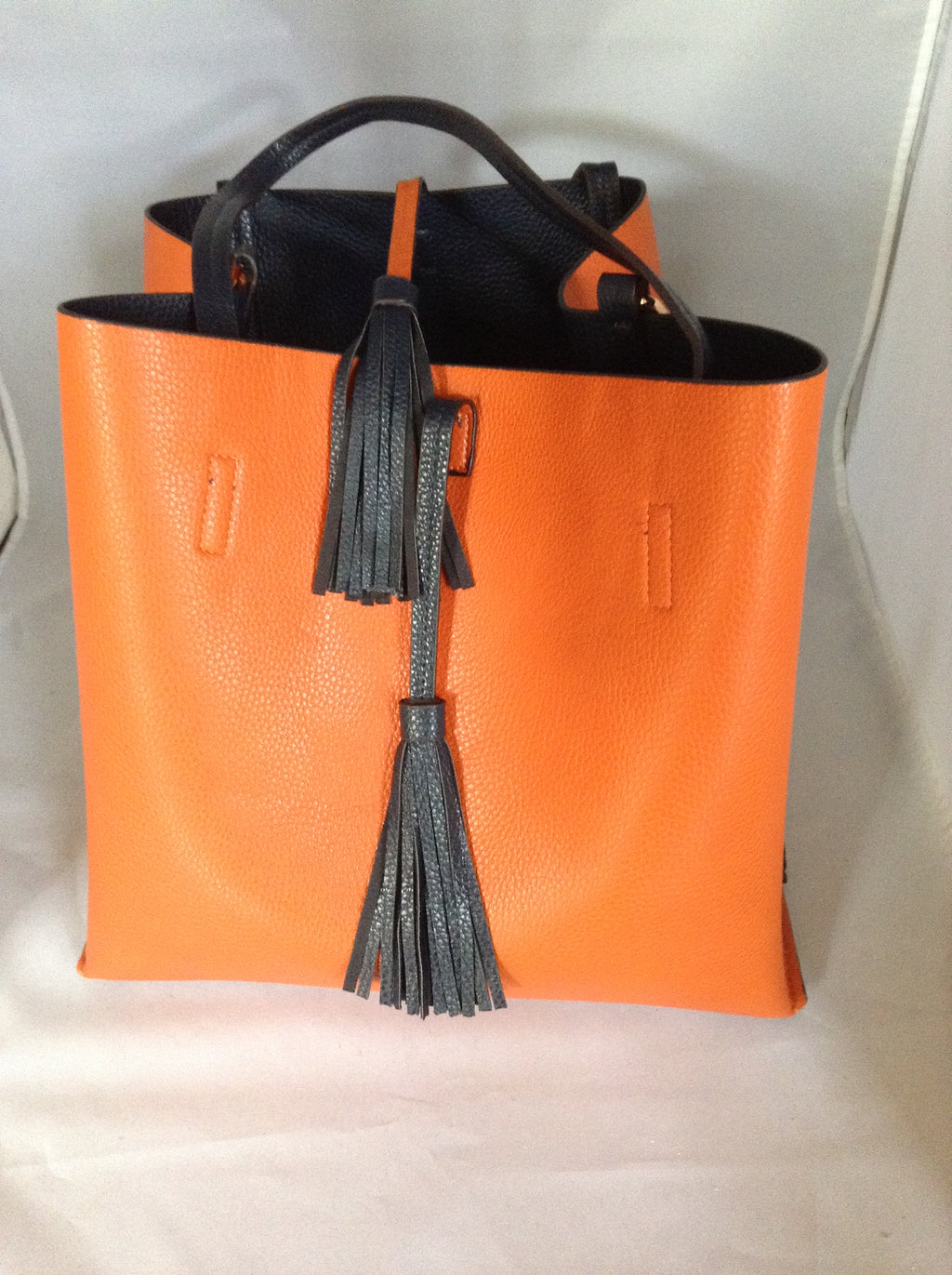 Navy/ Pumpkin Campaign Bag With Matching Clutch