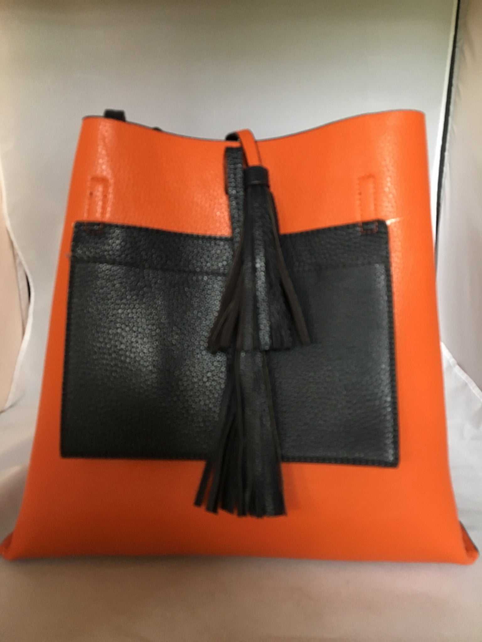 Navy/ Pumpkin Campaign Bag With Matching Clutch