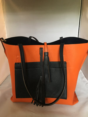 Navy/ Pumpkin Campaign Bag With Matching Clutch