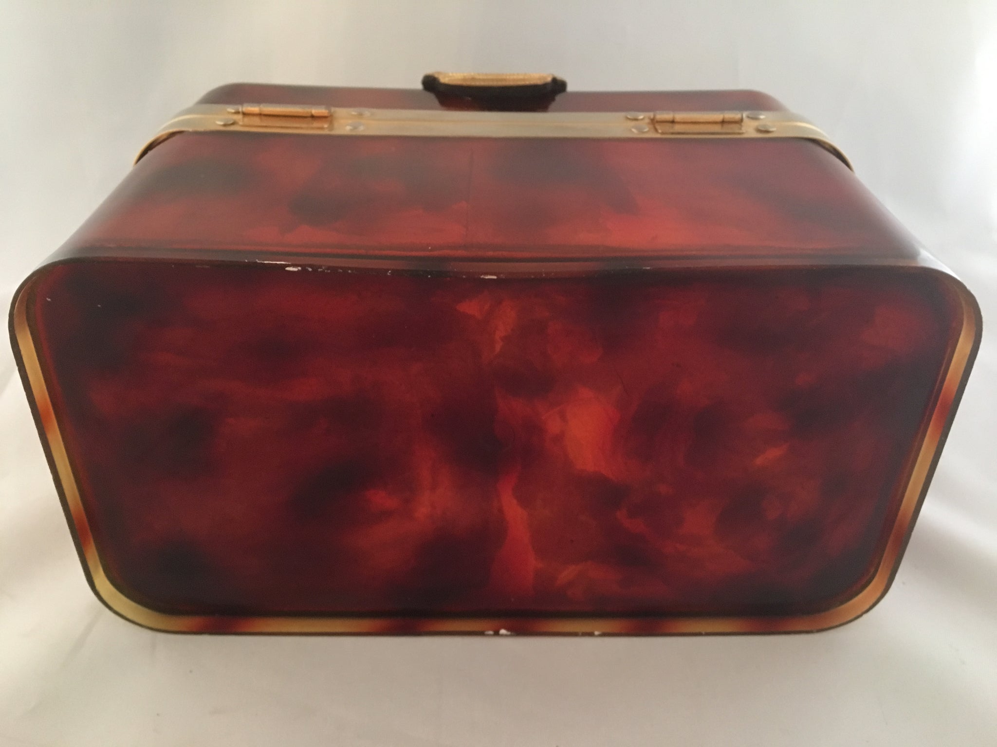 Lucite box shape vintage purse with beautiful original hardware and leather lining. French, circa 1940.  Dimensions - Height 8"; Length 6"; Width 4"